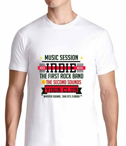 เสื้อคอวีลายอินดี้ Music Session Theme สกรีนหลากสี